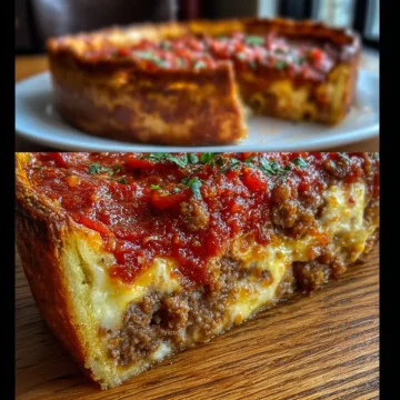 Deep-Dish Hamburger, Beef Sausage & Pepperoni Pie