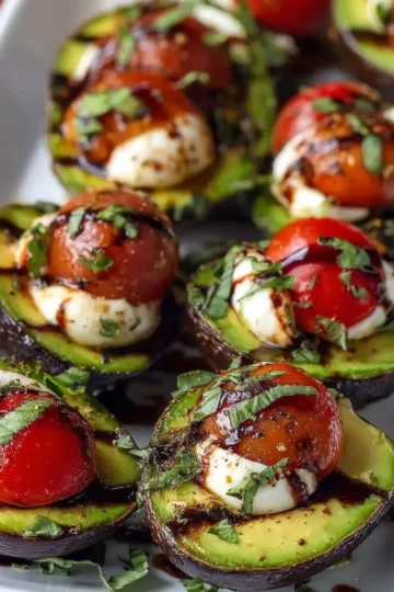 Caprese Stuffed Avocados with Sweet Balsamic Glaze