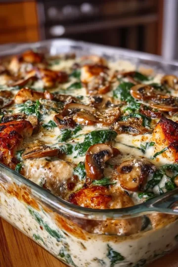 Cowboy Creamy Chicken Spinach and Mushroom Bake