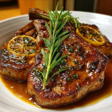 Lemon Rosemary Beef Chops in Brown Gravy