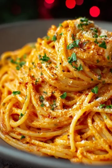 Cheesy Spaghetti in Garlic Parmesan & Cream Cheese Tomato Sauce