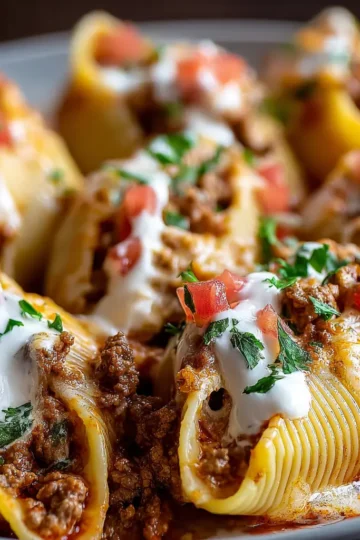 Creamy Taco Stuffed Shells with Queso