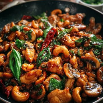 Honey Basil Cashew Chicken with Mushrooms