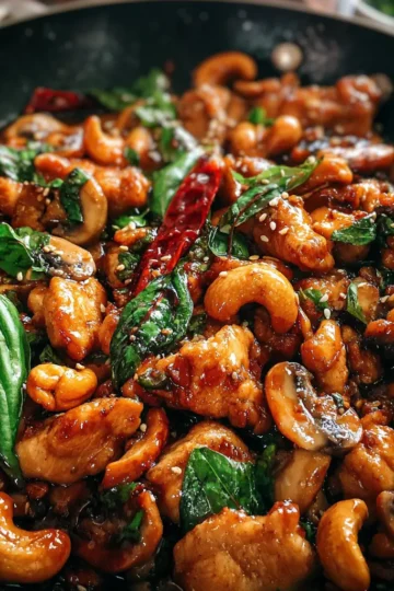Honey Basil Cashew Chicken with Mushrooms