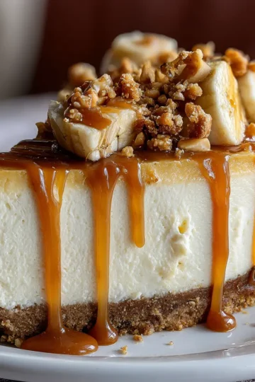 Banana Caramel Peanut Butter Cheesecake