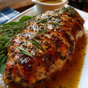 Garlic-Herb Roasted Turkey Breast with Pan Gravy