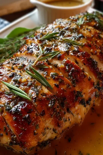 Garlic-Herb Roasted Turkey Breast with Pan Gravy