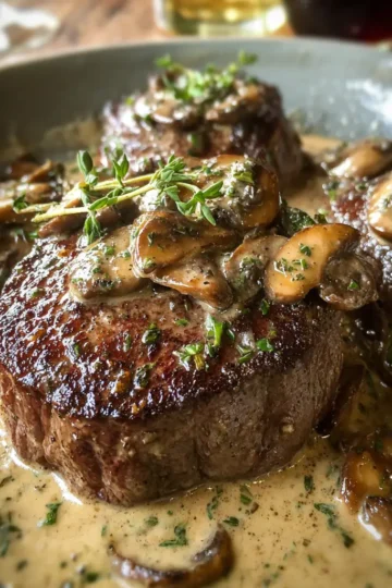 Filet Mignon in Creamy Mushroom Sauce
