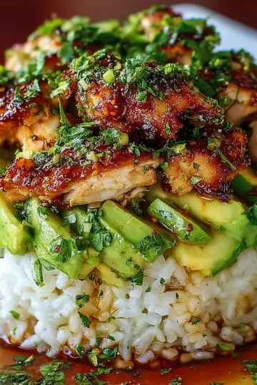 Honey Lime Chicken & Avocado Rice Stack