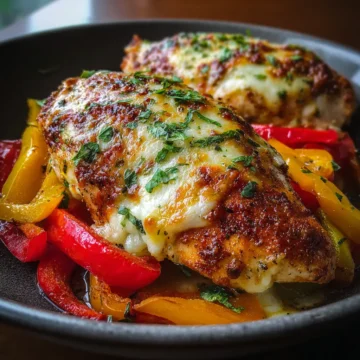 Cheesy Baked Chicken Breast and Peppers