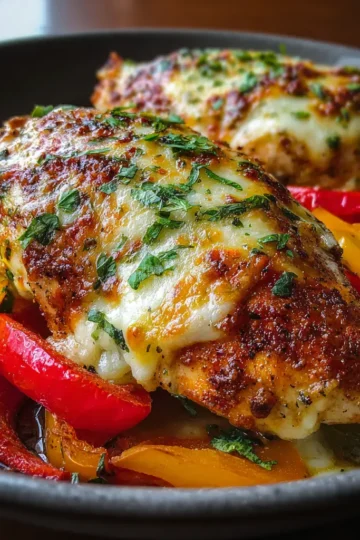 Cheesy Baked Chicken Breast and Peppers
