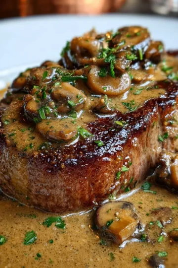 Steak Diane with Mushroom Cream Sauce