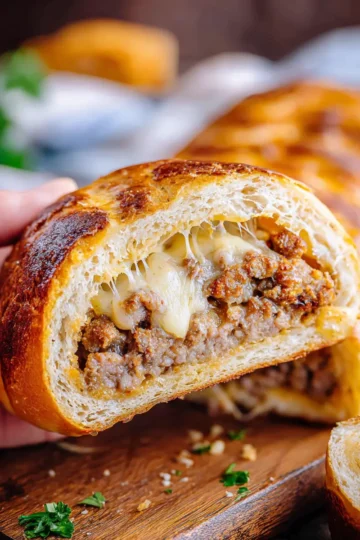 Cheese Stuffed Beef Sausage Bread