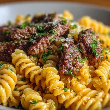 Beef and Rotini in Garlic Parmesan Sauce