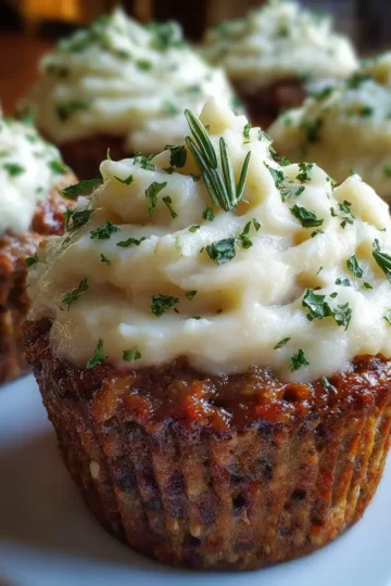 Meatloaf Cupcakes with Whipped Potato Topping
