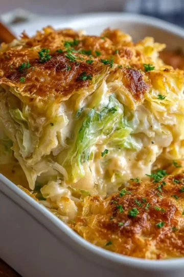 Vegan Creamy Cheesy Cabbage Casserole