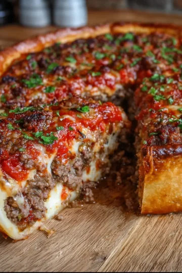 Homemade Chicago-Style Deep Dish Beef Pizza