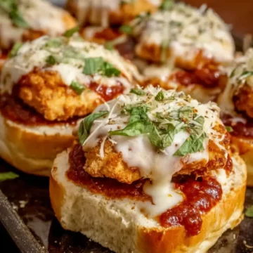 Crispy Chicken Parm Garlic Bread Sliders