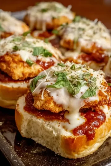 Crispy Chicken Parm Garlic Bread Sliders