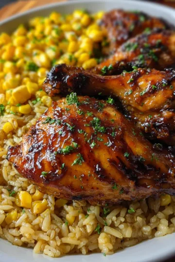 Glazed Chicken with Corn Rice