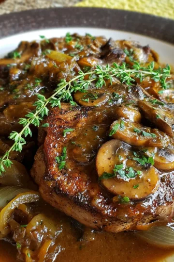 Smothered Beef Chops & Caramelized Onion Gravy
