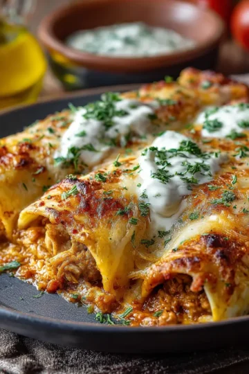 Chicken Enchiladas with Sour Cream White Sauce