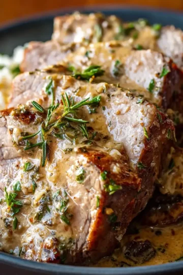 Creamy Garlic Beef Loin (Crockpot)