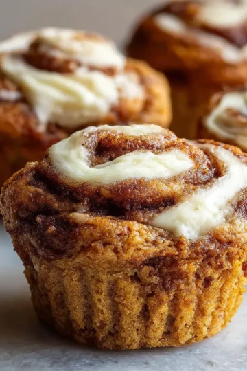 Healthy Cinnamon Roll Greek Yogurt Muffins with Creamy Swirl Centers