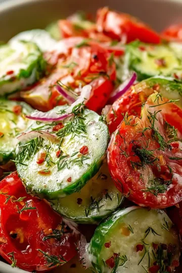 Creamy Cucumber Tomato Salad