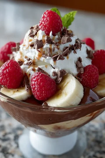 Chocolate Banana Raspberry Dessert Bowl