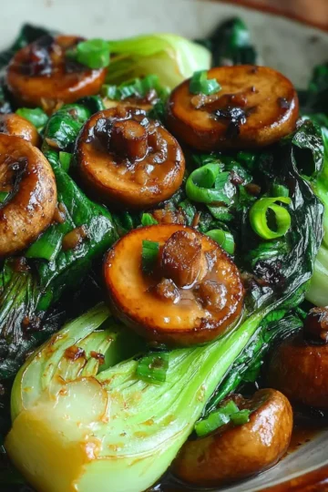 Savory Garlic Bok Choy and Mushrooms in a Light Soy Glaze