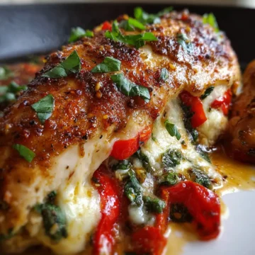 Roasted Red Pepper Mozzarella Stuffed Chicken