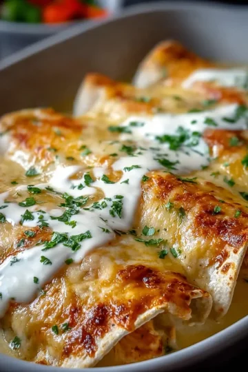 Delicious Chicken Enchiladas with Sour Cream White Sauce