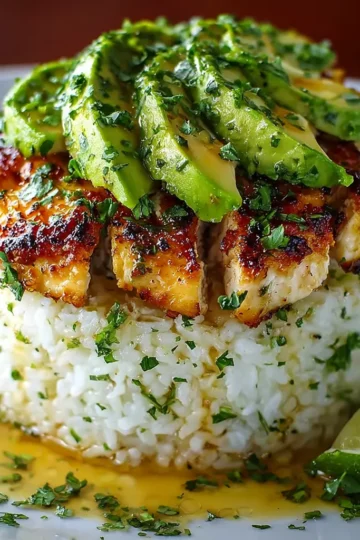 Honey Lime Chicken & Avocado Rice Stack
