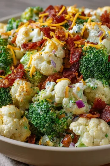 Loaded Broccoli Cauliflower Salad