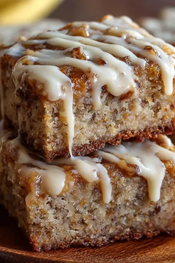 Banana Bars with Vanilla & Browned Butter Glaze