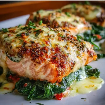 Mediterranean Baked Salmon with Spinach and Mozzarella