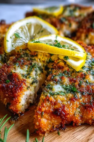 Crispy Baked Hot Honey Lemon Feta Chicken Cutlets with Herb Crust