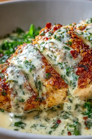 Baked Caesar Chicken with Creamy Parmesan Sauce