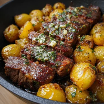 Quick Garlic Butter Steak & Crispy Potatoes Skillet