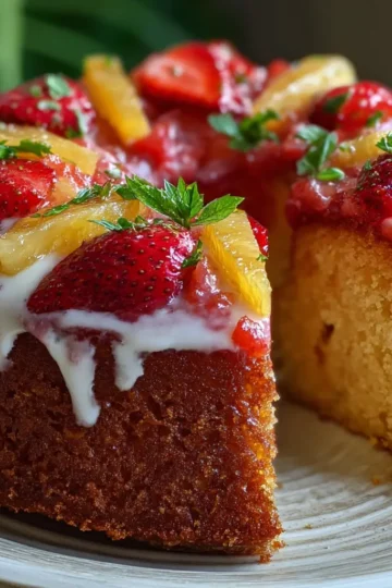 Tropical Strawberry Pineapple Pound Cake Delight