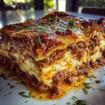 Classic Beef Lasagna with Rich Bolognese & Creamy Cheese Layers