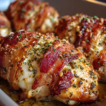Turkey Bacon Wrapped Garlic Parmesan Chicken