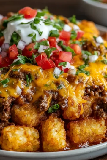 Loaded Beef Taco Tater Tot Casserole