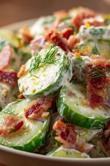 Creamy Turkey Bacon Cucumber Salad
