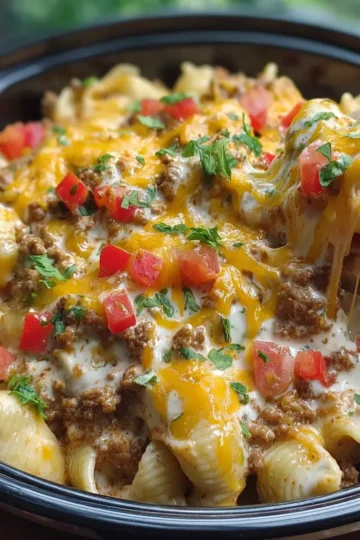 Creamy Loaded Nacho Beef & Shells