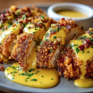 Pretzel Chicken with Mustard-Cheddar Sauce
