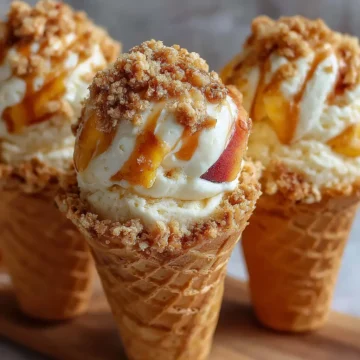 Peach Cobbler Cheesecake Cones