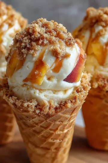 Peach Cobbler Cheesecake Cones