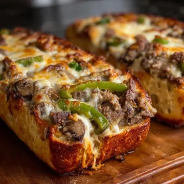 Garlicky Philly Cheesesteak Stuffed Bread
